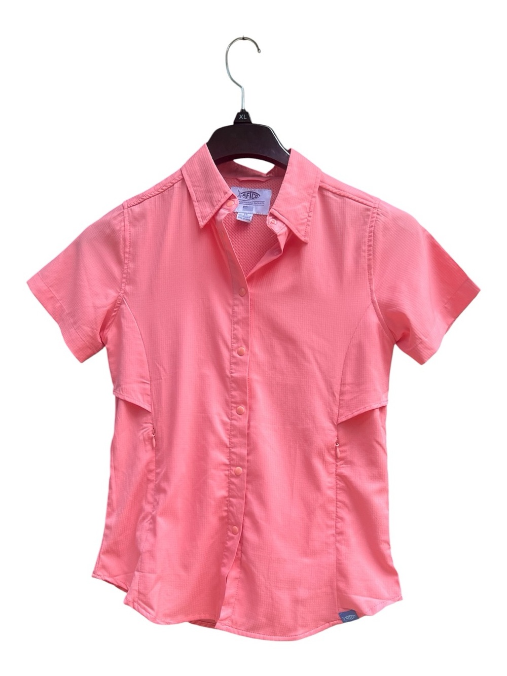 American Fishing Tackle Co Coral Pink Short-Sleeve Performance Button-Down Shirt